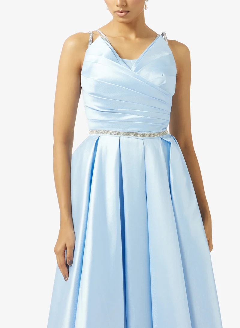 Akadia Fashion  V-DRAPED BUST LACED TAFFETA DRESS ED for Women | Best Price UAE